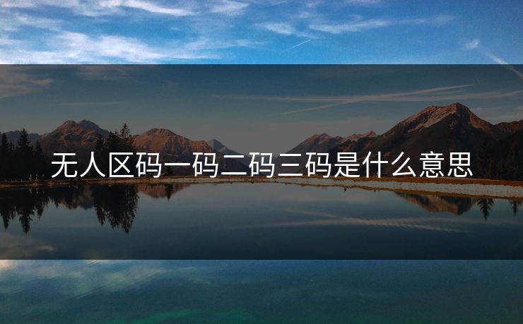 无人区码一码二码三码是什么意思