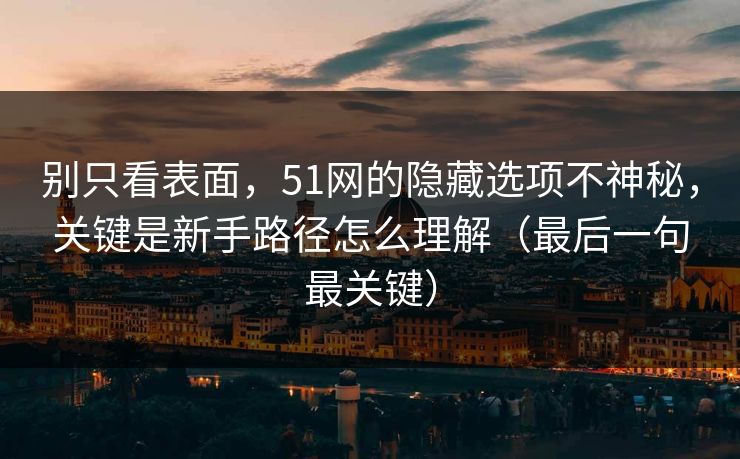 别只看表面，51网的隐藏选项不神秘，关键是新手路径怎么理解（最后一句最关键）