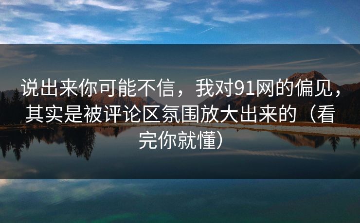 说出来你可能不信，我对91网的偏见，其实是被评论区氛围放大出来的（看完你就懂）